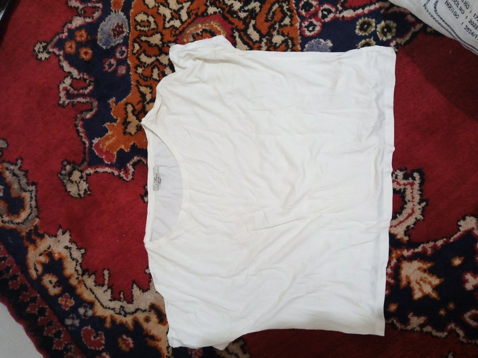 Beyaz Pamuklu Hamile Tişörtü, Kısa Kollu - Görsel 2