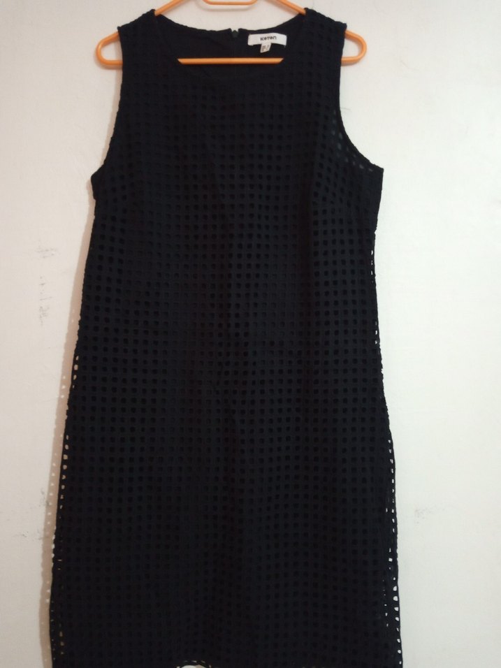 Siyah Midi Kolsuz Triko Elbise - Görsel 2