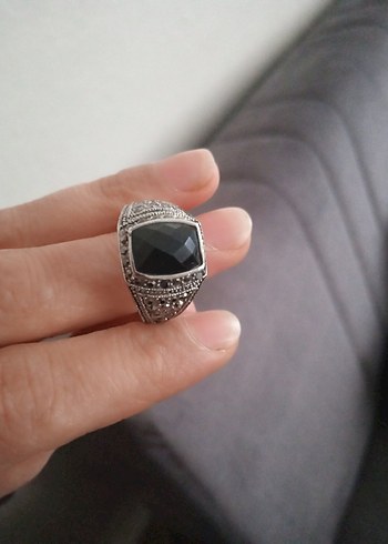 Siyah Taşlı Gotik Erkek Yüzük - Görsel 3