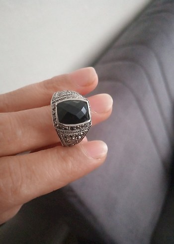 Siyah Taşlı Gotik Erkek Yüzük - Görsel 2
