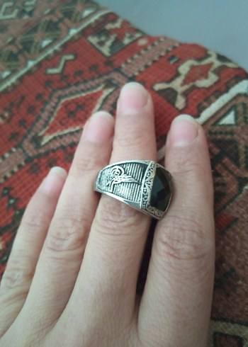 Erkek Vintage Gotik Siyah Taşlı Yüzük - Görsel 3