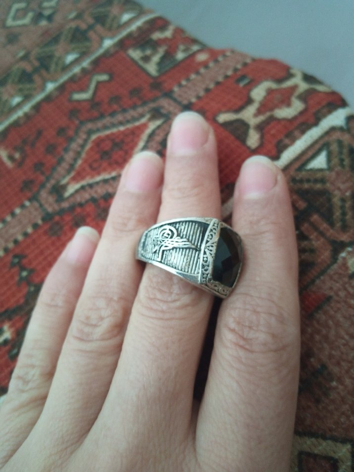 Erkek Vintage Gotik Siyah Taşlı Yüzük - Görsel 3
