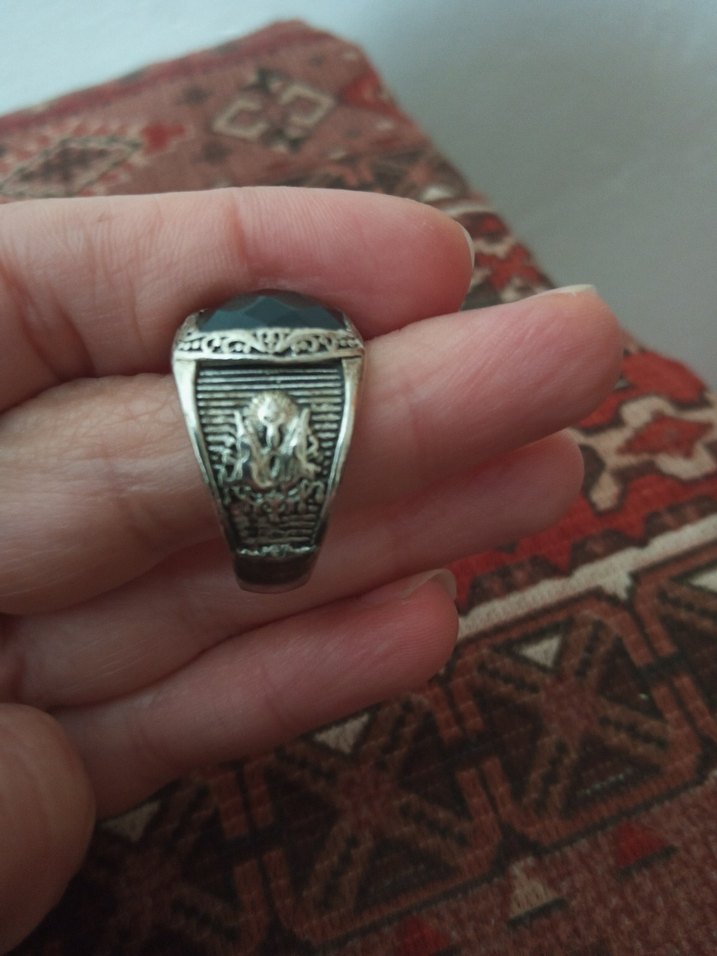 Erkek Vintage Gotik Siyah Taşlı Yüzük - Görsel 4