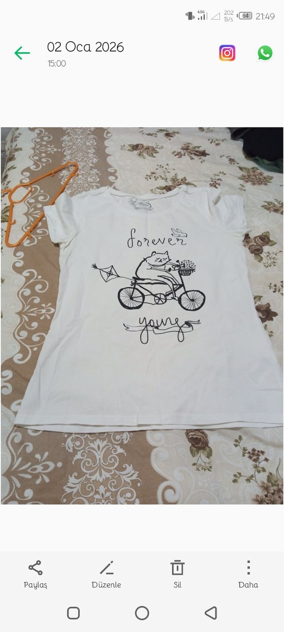 Beyaz Baskılı Bisiklet Tişörtü - Görsel 2