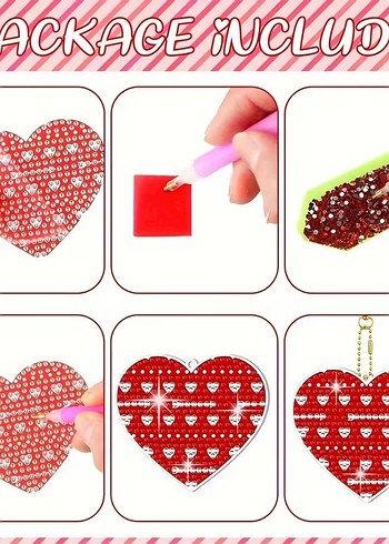 15 Parça Kendin Yap Elmas Boyama Anahtarlık/Çanta Aksesuarı - Görsel 6