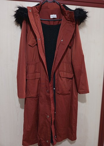 Kiremit Uzun Kürklü Kadın Parka - Görsel 3