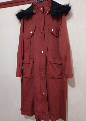 Kiremit Uzun Kürklü Kadın Parka - Görsel 2