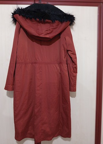 Kiremit Uzun Kürklü Kadın Parka - Görsel 5