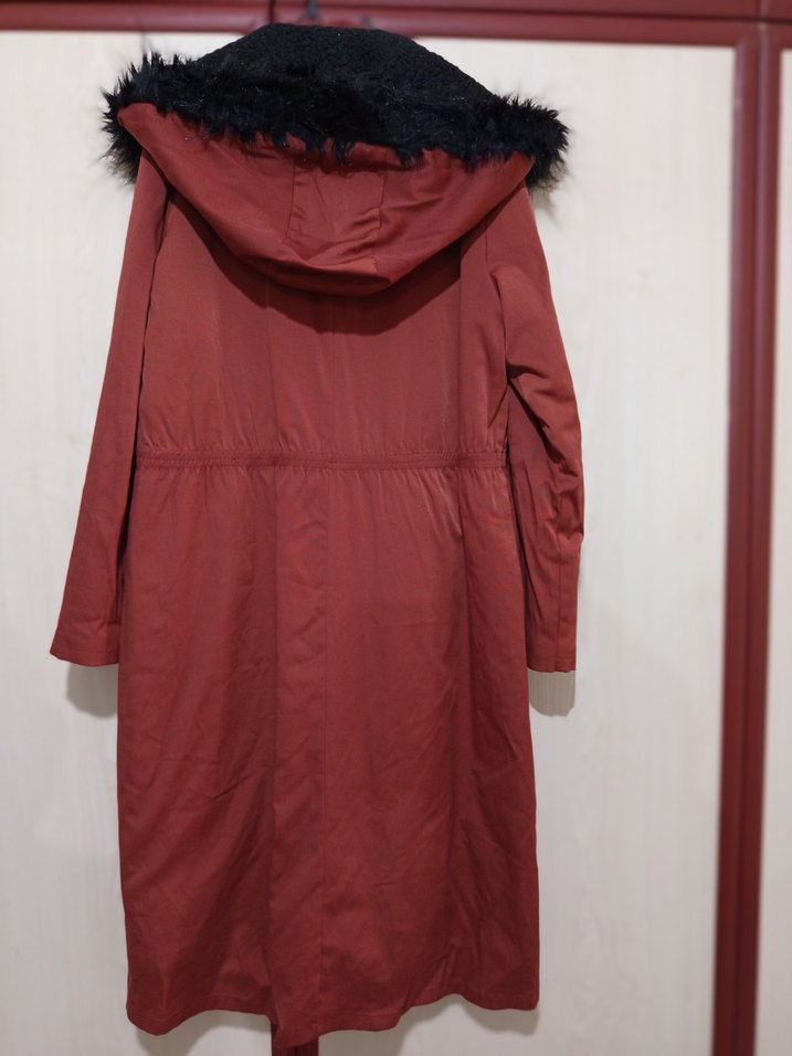 Kiremit Uzun Kürklü Kadın Parka - Görsel 5