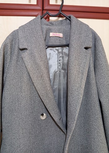 Gri Düğmeli Uzun Kaban - Görsel 2