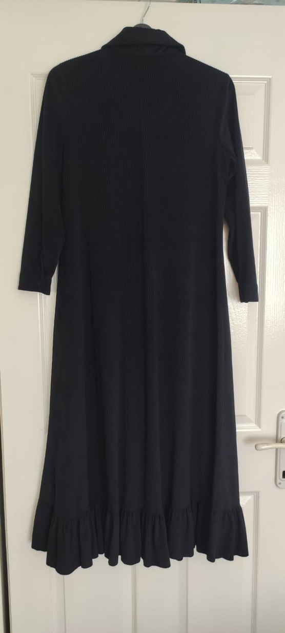 Kadın Siyah Kışlık Kadife Elbise - Görsel 2