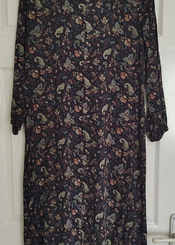 Bohem Desenli Uzun Kollu V Yaka Elbise - Görsel 2