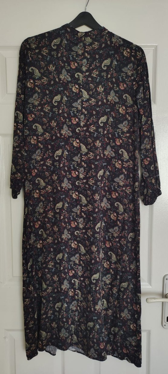 Bohem Desenli Uzun Kollu V Yaka Elbise - Görsel 2