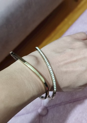 Minimalist Kesim altın taşlı Bilezik seti