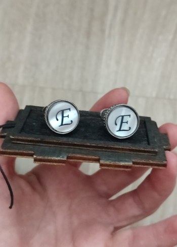 Beden Vintage Beyaz Gri E Harfli Kol Düğmeleri