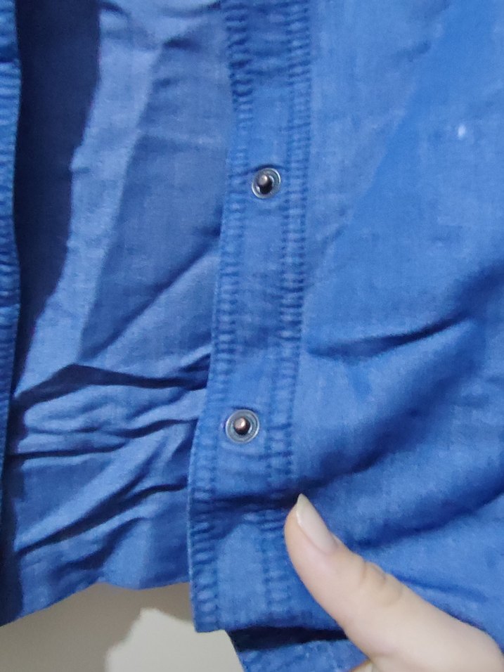 Mavi Kısa Kollu Kot Gömlek - Görsel 3