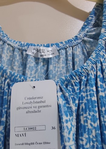 Mavi Baskılı Uzun Pamuklu Elbise - Görsel 4