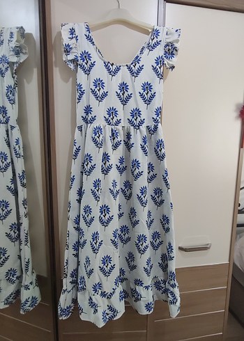 Mavi Desenli Bohem Uzun Elbise - Görsel 2