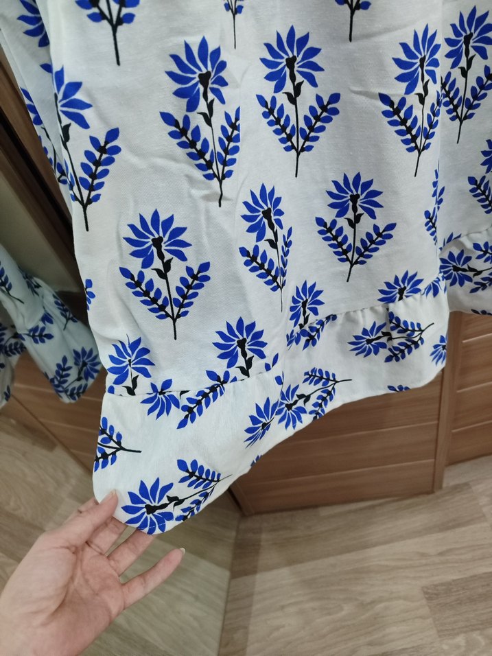 Mavi Desenli Bohem Uzun Elbise - Görsel 4