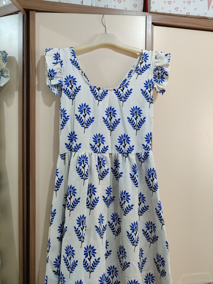 Mavi Desenli Bohem Uzun Elbise - Görsel 3