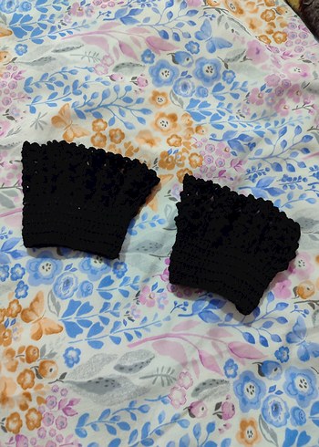 Siyah Örgü vintage Kadın Eldiveni - Görsel 4