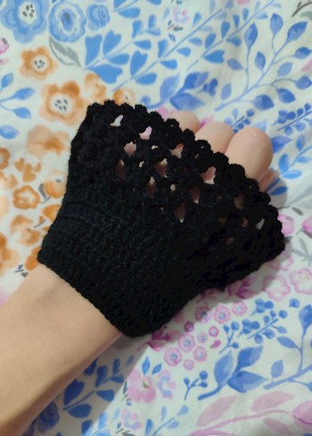 Siyah Örgü vintage Kadın Eldiveni - Görsel 5