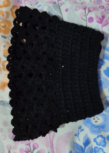 Siyah Örgü vintage Kadın Eldiveni - Görsel 3