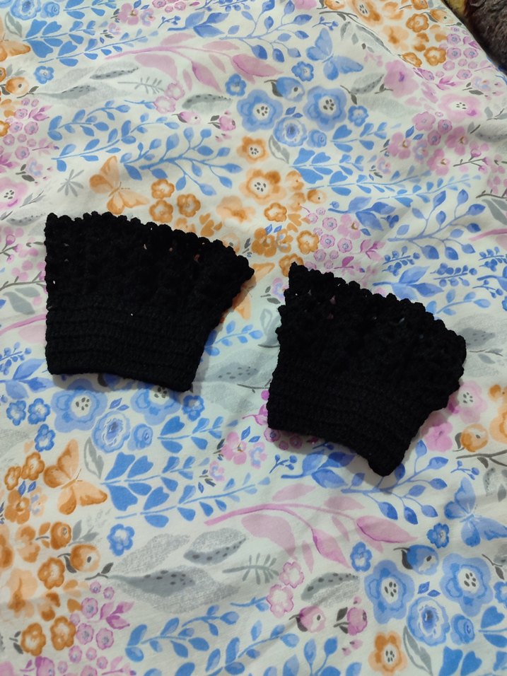 Siyah Örgü vintage Kadın Eldiveni - Görsel 4