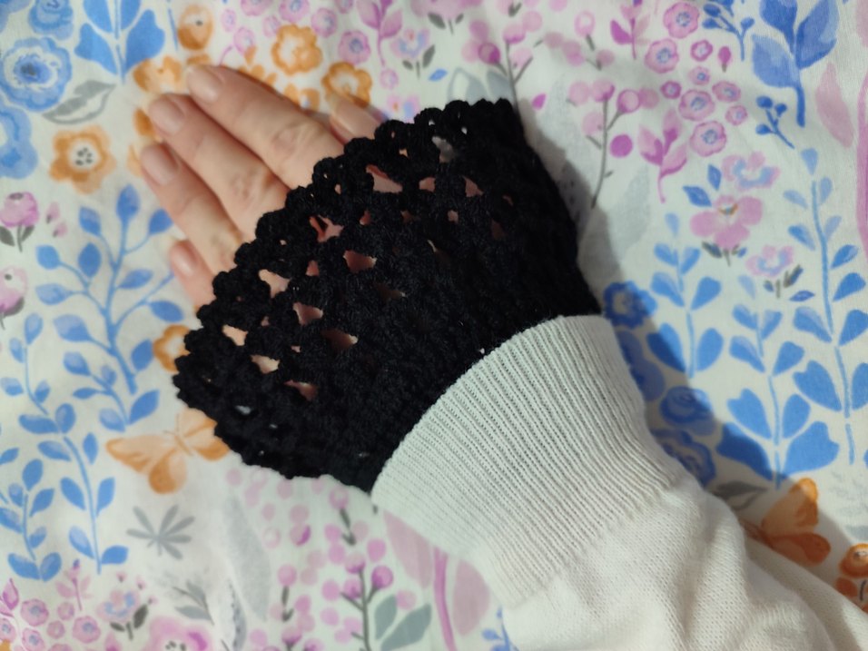 Siyah Örgü vintage Kadın Eldiveni - Görsel 2