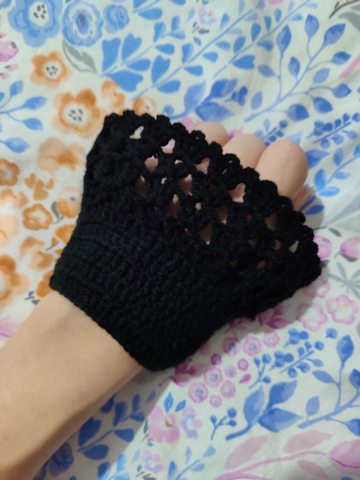 Siyah Örgü vintage Kadın Eldiveni - Görsel 5