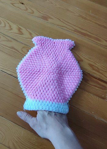 Pembe Nakışlı Örgü banyo lifi - Görsel 3