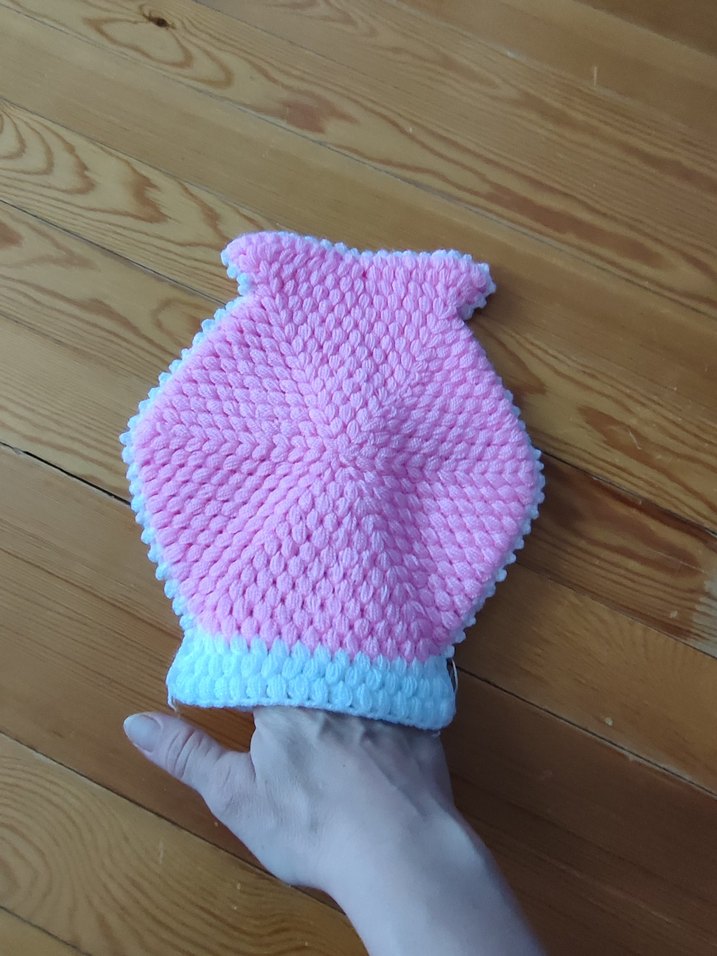 Pembe Nakışlı Örgü banyo lifi - Görsel 3