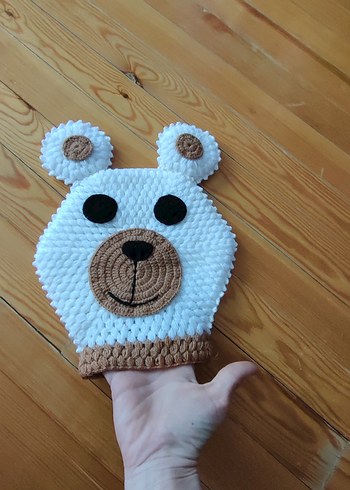 Ayı figürlü örgü fırın eldiveni - Görsel 2