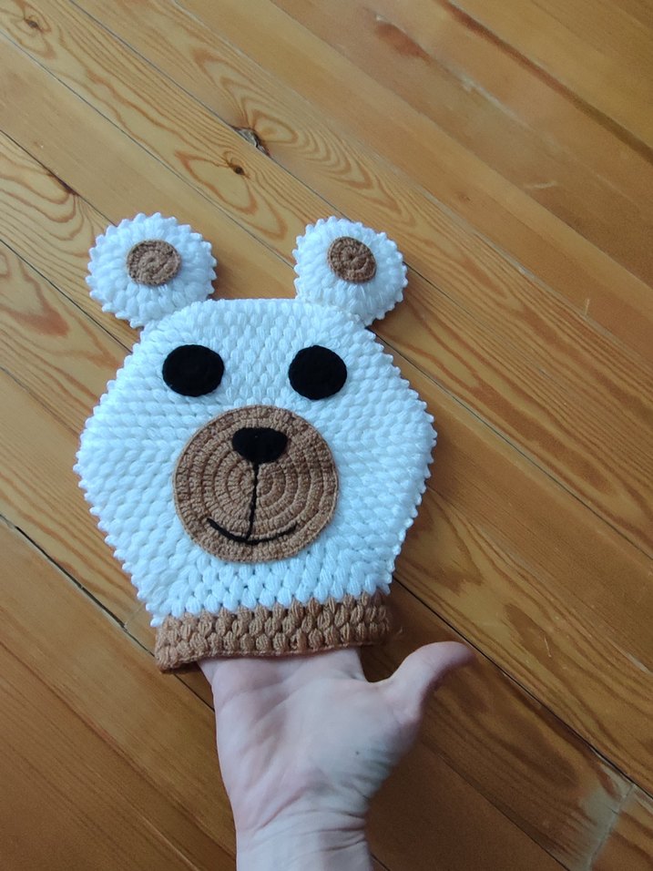 Ayı figürlü örgü fırın eldiveni - Görsel 2