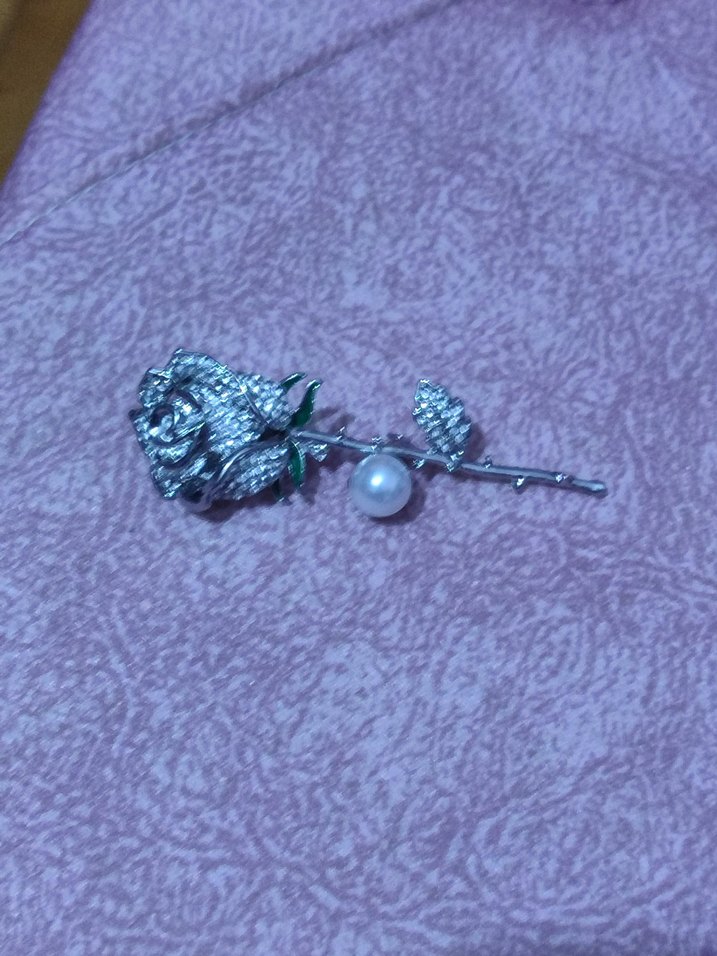 Işıltılı Beyaz Çiçekli Broş - Görsel 3