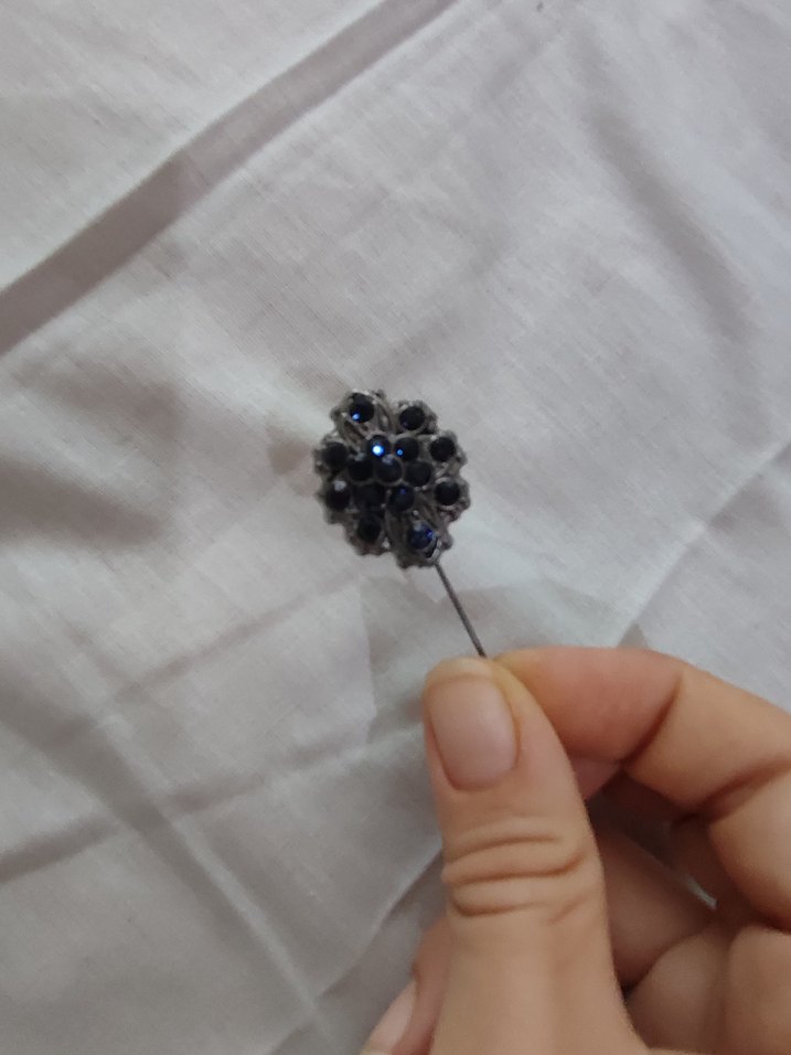 Vintage Nakışlı Mavi Gotik Broş - Görsel 4