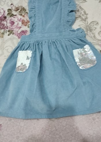 Kız Çocuk Fırfırlı kadife Elbise - Görsel 2