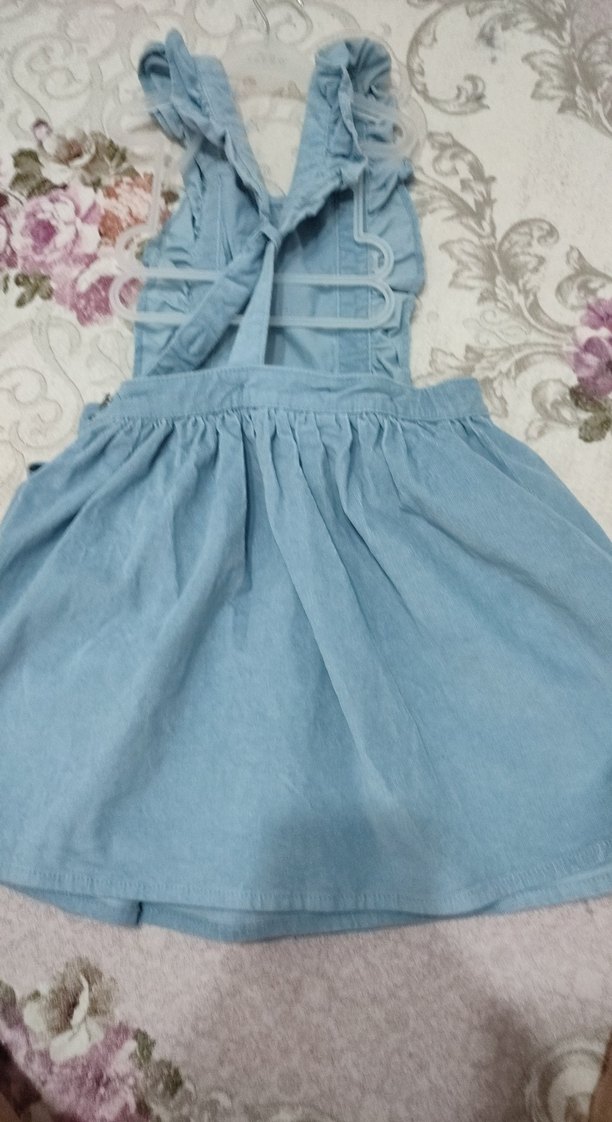 Kız Çocuk Fırfırlı kadife Elbise - Görsel 3