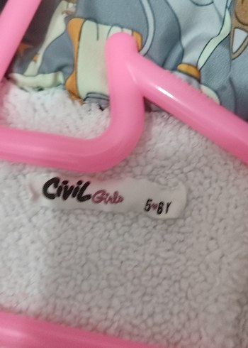 Kız Çocuk Gri Baskılı Kürklü Yelek - Görsel 2