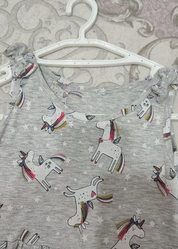 Kız Çocuk Gri Baskılı Kolsuz Elbise - Görsel 2