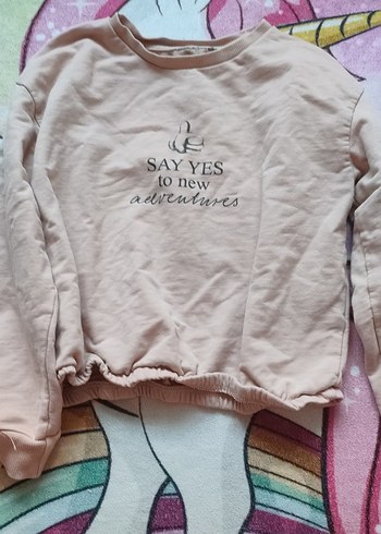 Bej kız cocuk Uzun Kollu Baskılı Sweatshirt