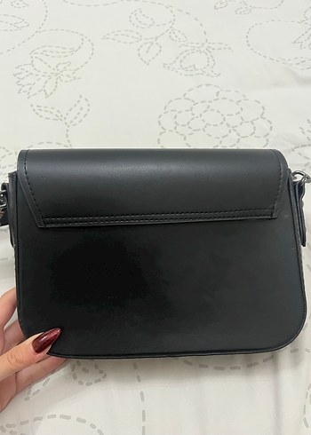 Zincir Detaylı Siyah Deri Kadın Çanta - Görsel 5