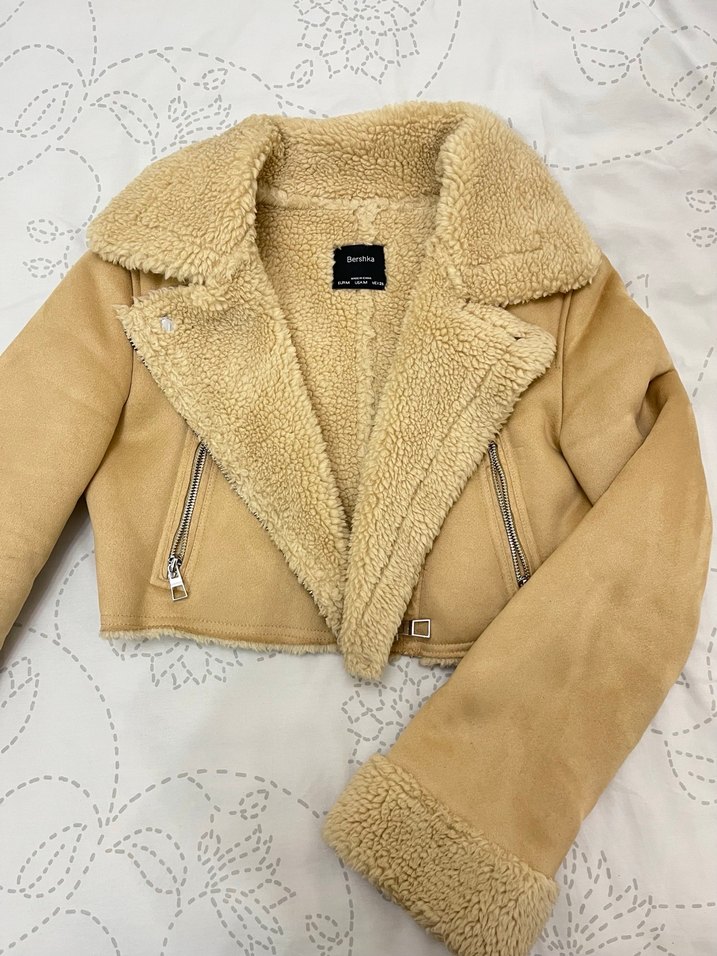 Bershka Bej Kürklü Kadın mont - Görsel 2