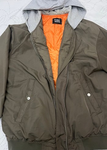 Gri Kapüşonlu Fermuarlı Kadın Ceket - Görsel 4