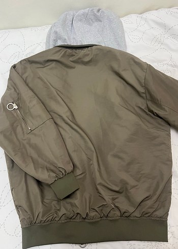 Gri Kapüşonlu Fermuarlı Kadın Ceket - Görsel 5