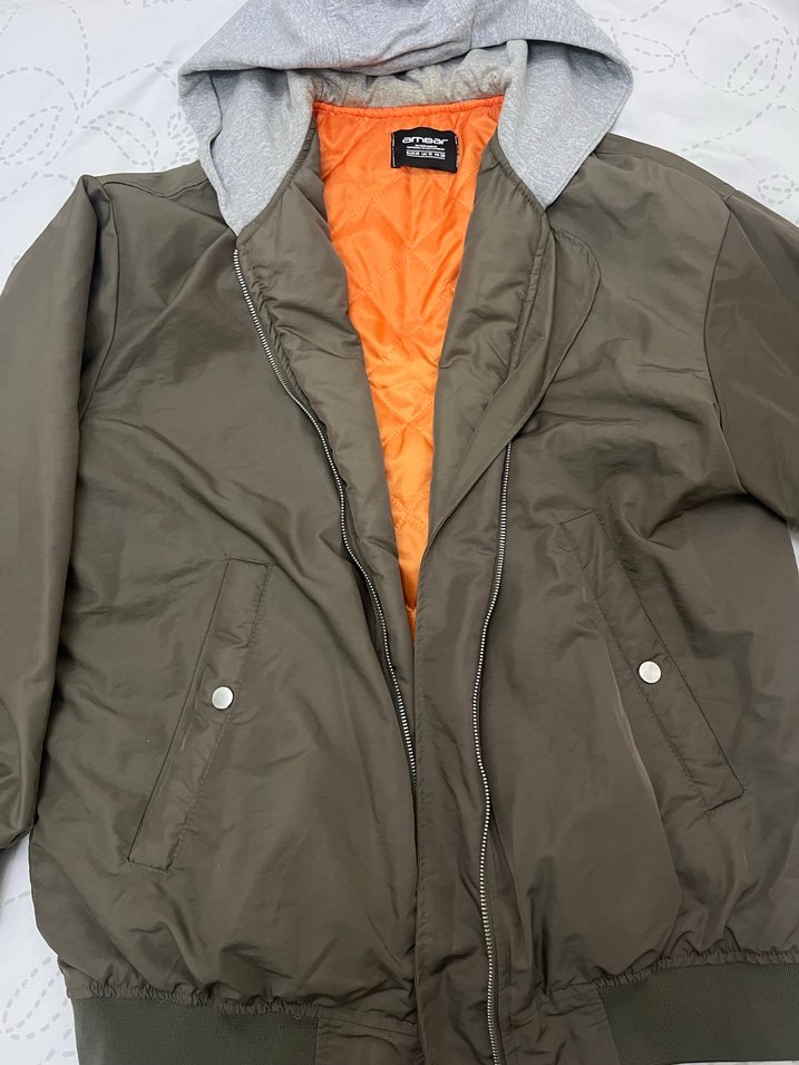 Gri Kapüşonlu Fermuarlı Kadın Ceket - Görsel 4