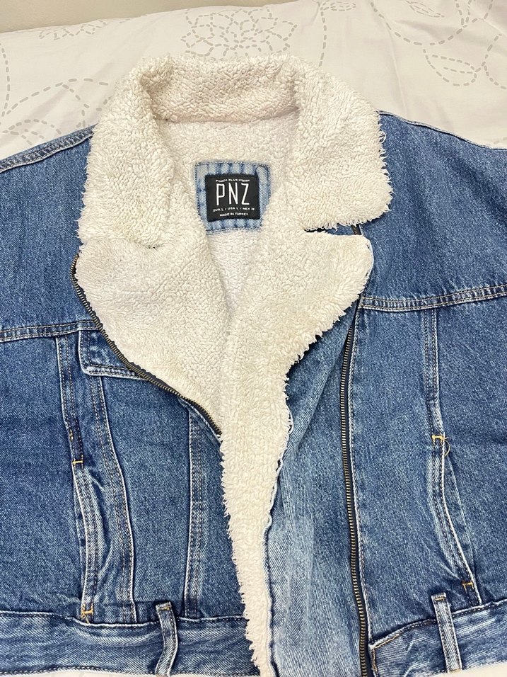 Kadın Mavi Kürklü  Kot Ceket - Görsel 5