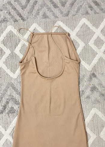 Bej Mini Elbise - Görsel 4