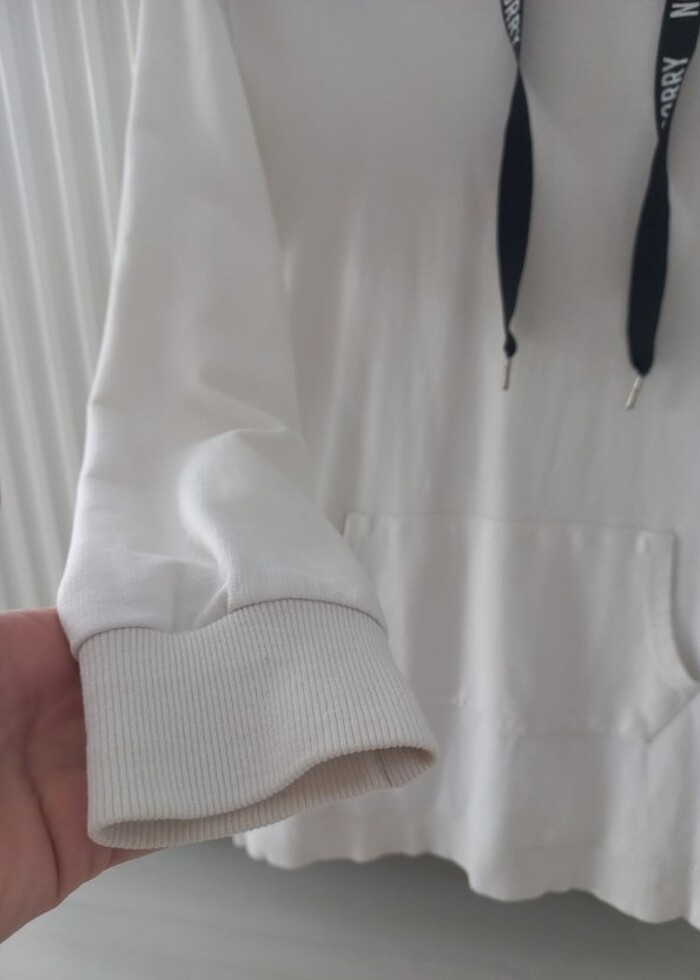 Kadın Kapüşonlu Beyaz sweat  - Görsel 2