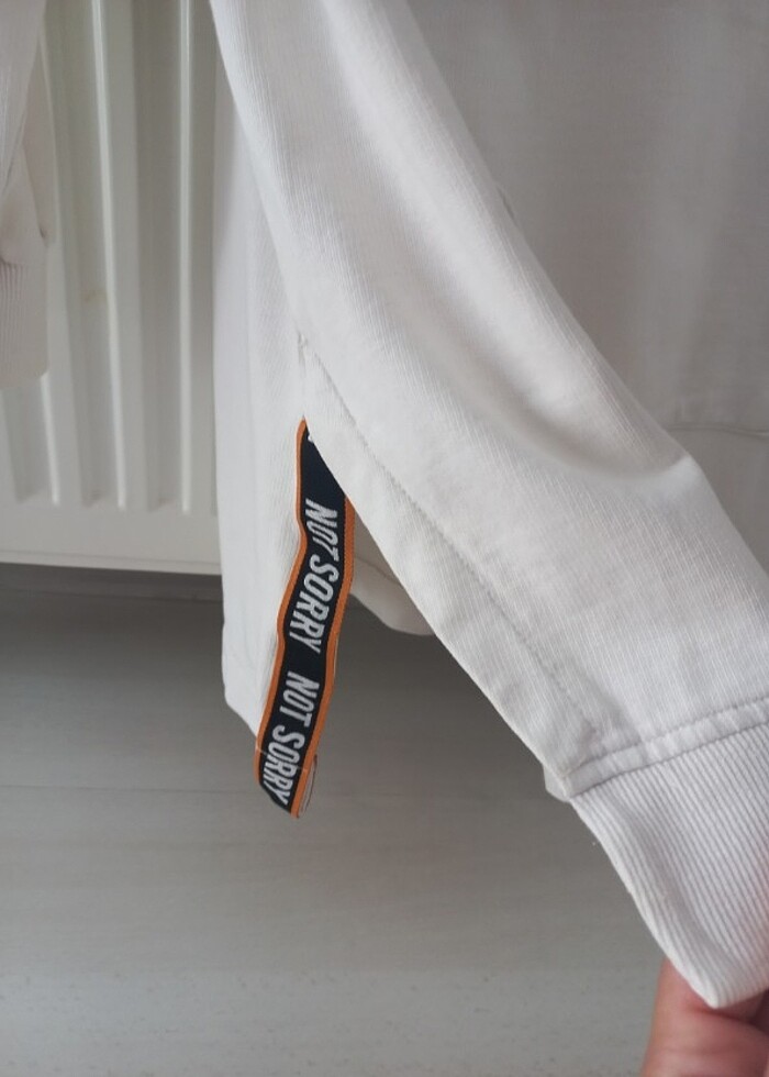 Kadın Kapüşonlu Beyaz sweat  - Görsel 3